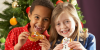 Children eating cookies