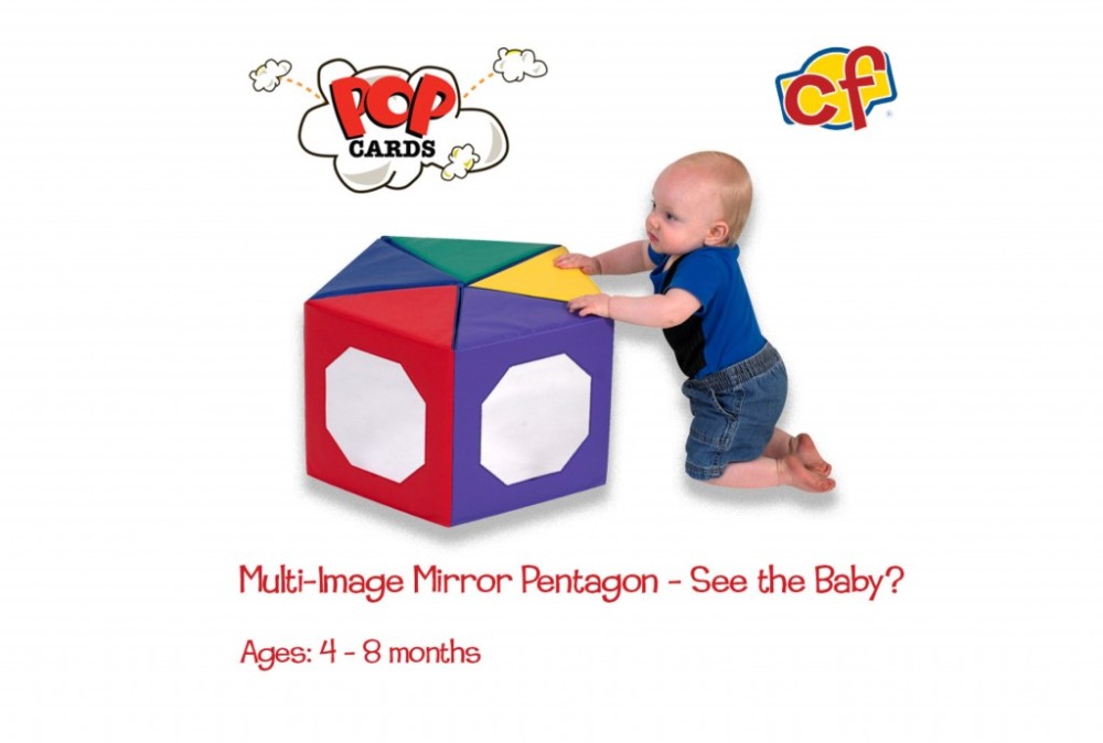 child playing with multi-image mirror pentagon