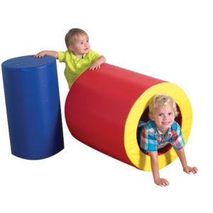 children in tunnel blocks