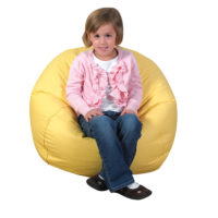 girl in yellow bean bag chair