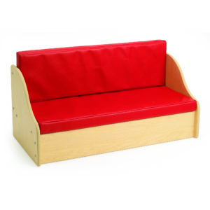 soft red living room bench
