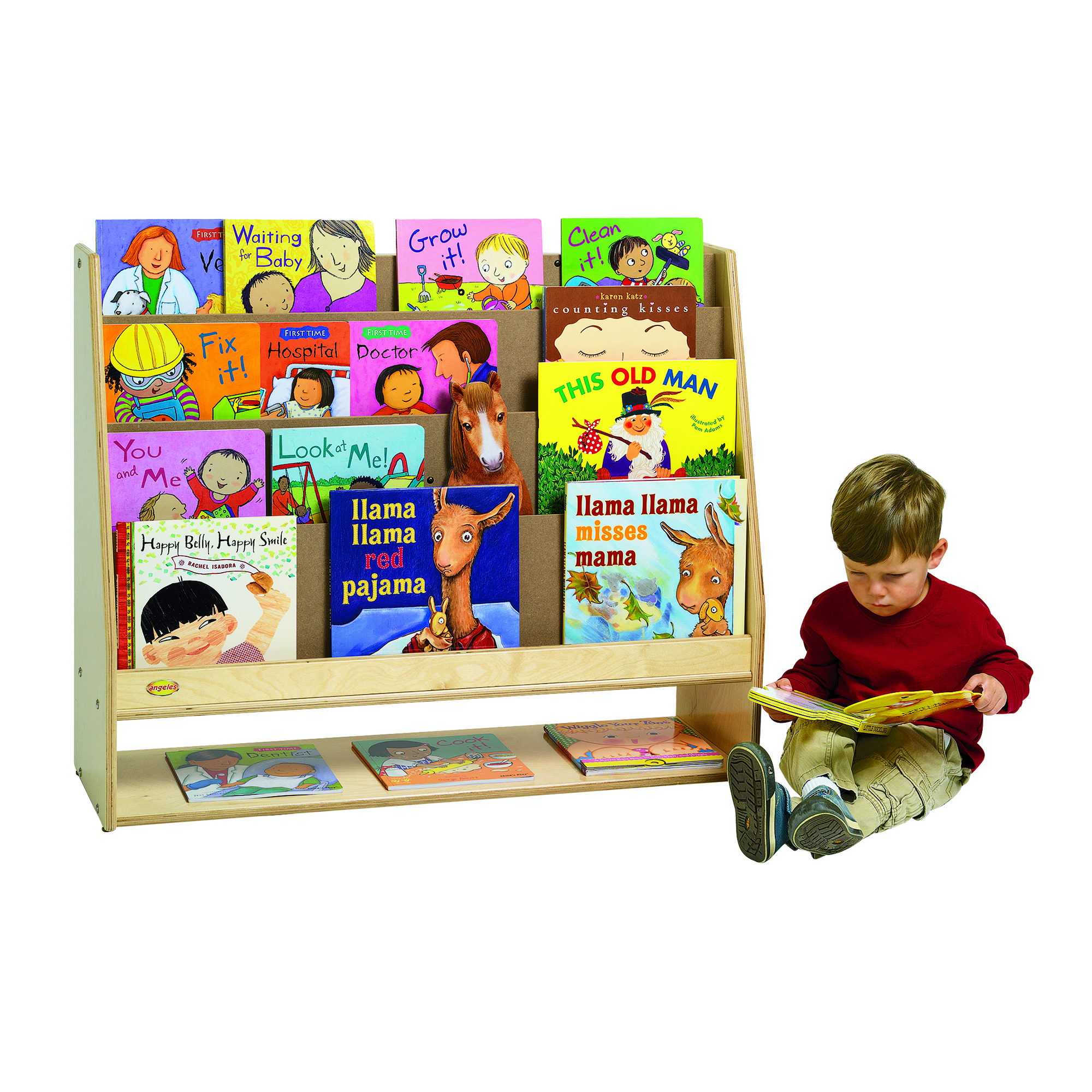 Value Line™ Birch 4-Shelf Book Display with Storage