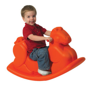 orange rocking horse