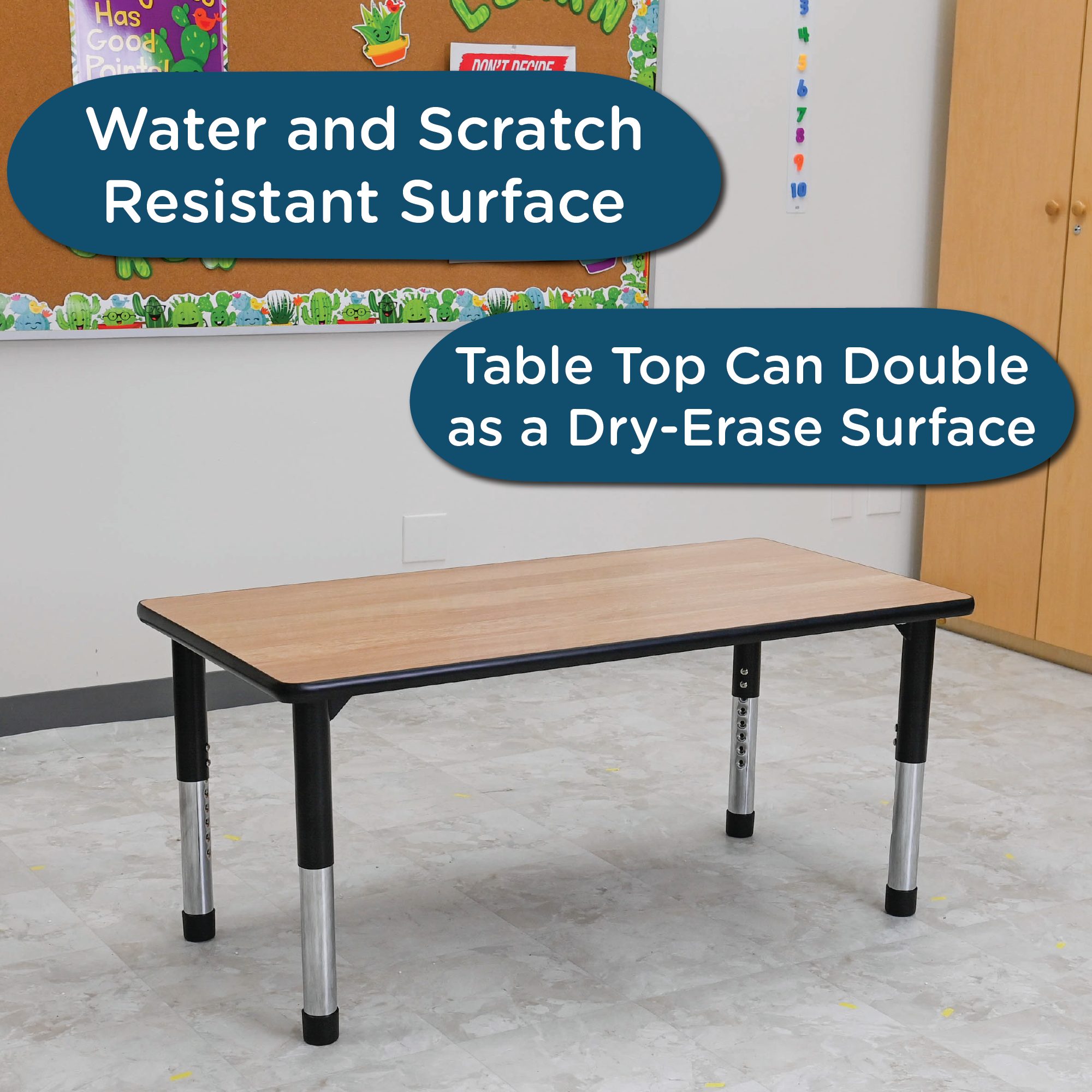 AS WE GROW® Oak Black Rectangular Adjustable Table - 24 x 48 - Children's  Factory
