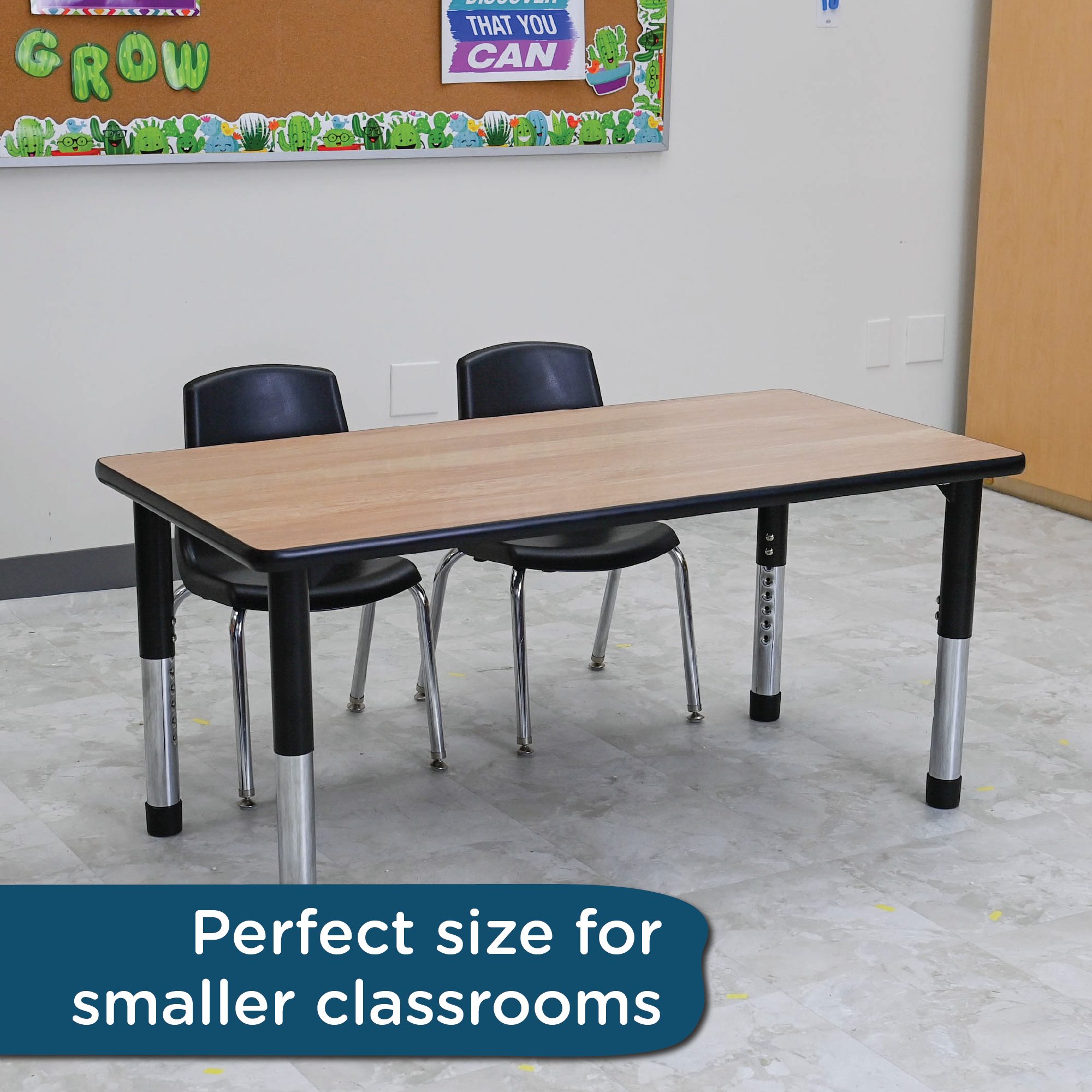 AS WE GROW® Oak Black Rectangular Adjustable Table - 24 x 48 - Children's  Factory