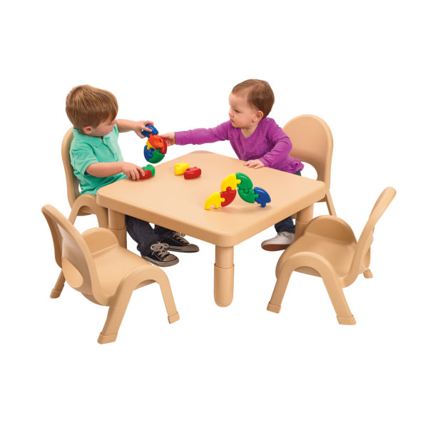 children playing at large tan square value table