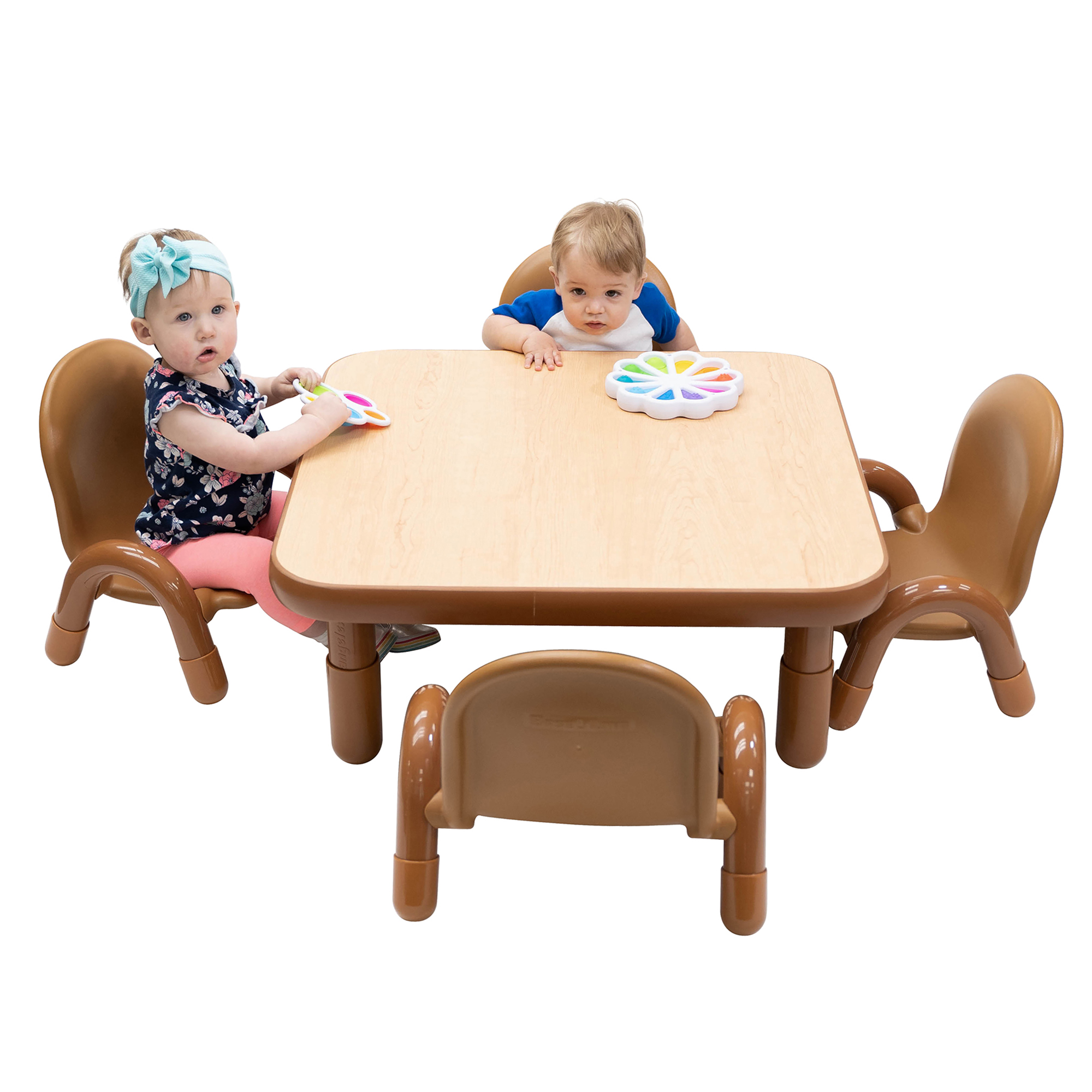BaseLine® Toddler 76 cm  Square Table & Chair Set - Natural Wood