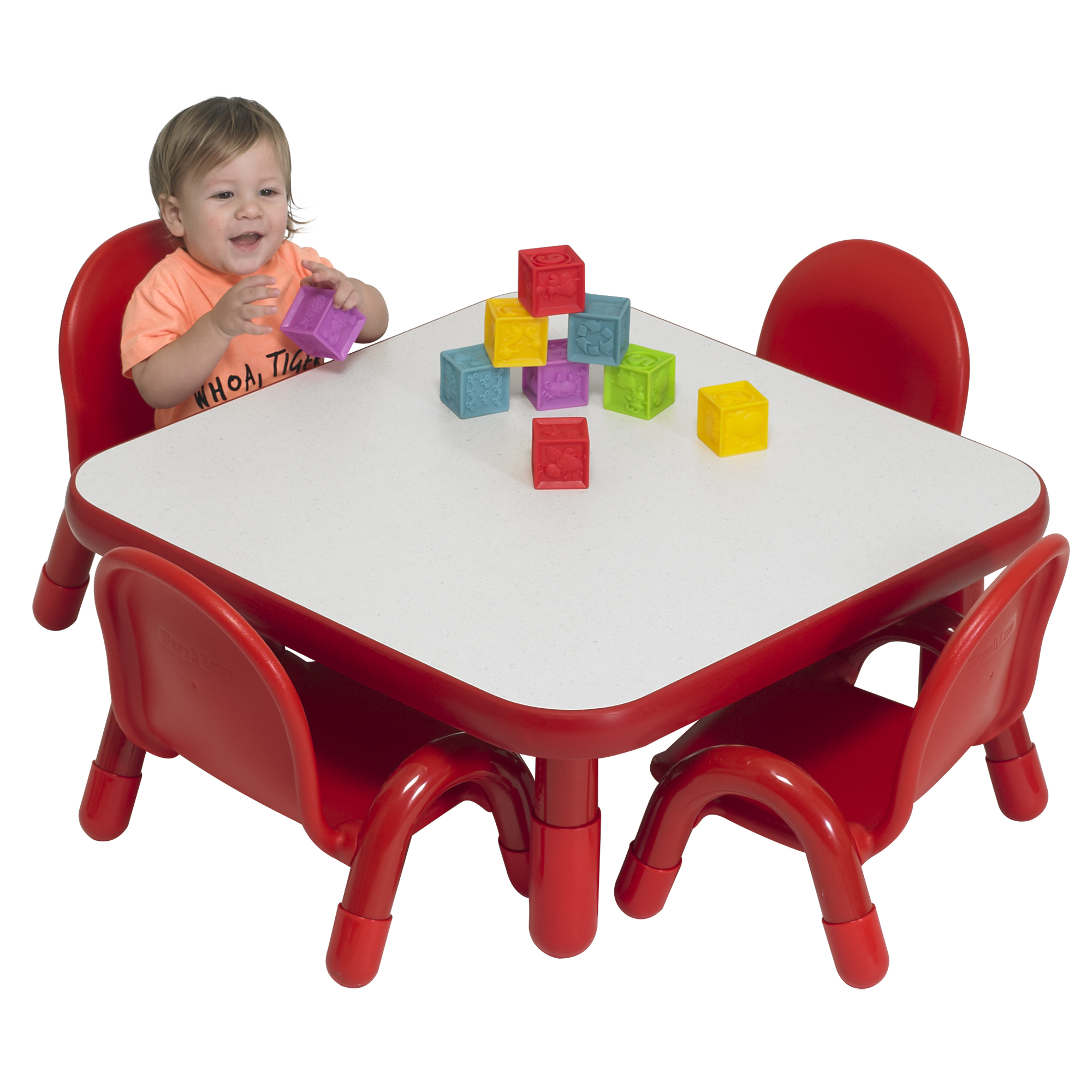 BaseLine® Toddler 76 cm  Square Table & Chair Set - Solid Candy Apple Red