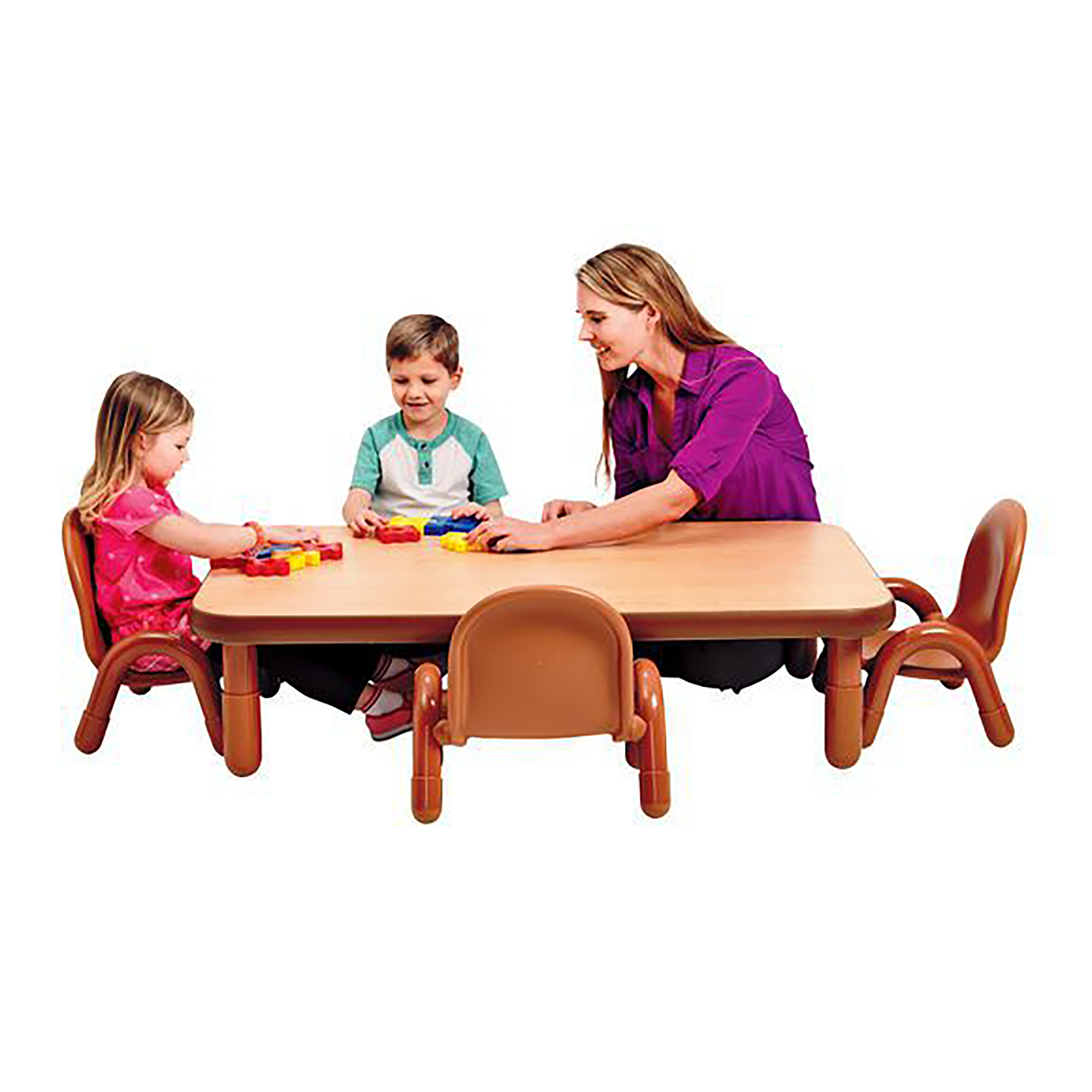 BaseLine® Toddler 122 cm  x 76 cm  Rectangular Table & Chair Set - Natural Wood