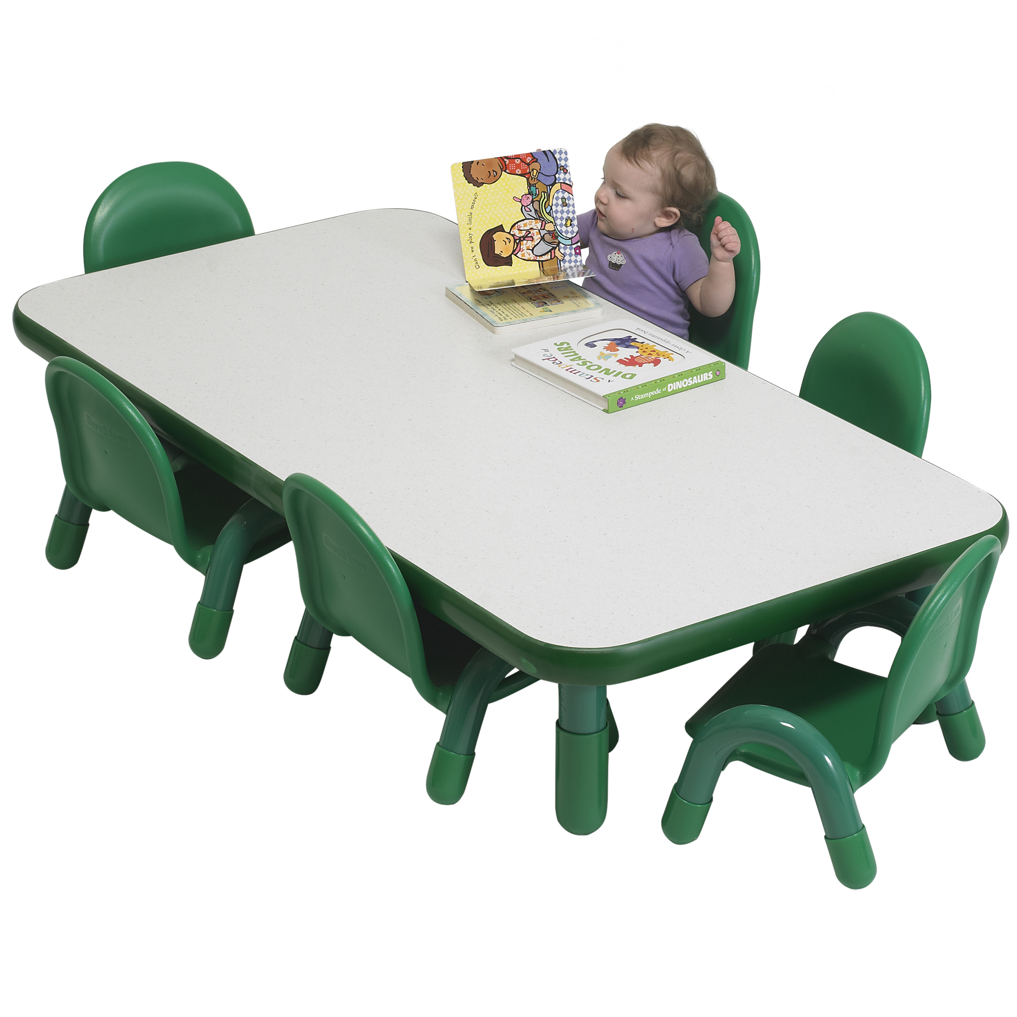 BaseLine® Toddler 152,5 cm  x 76 cm  Rectangular Table & Chair Set - Solid Shamrock Green