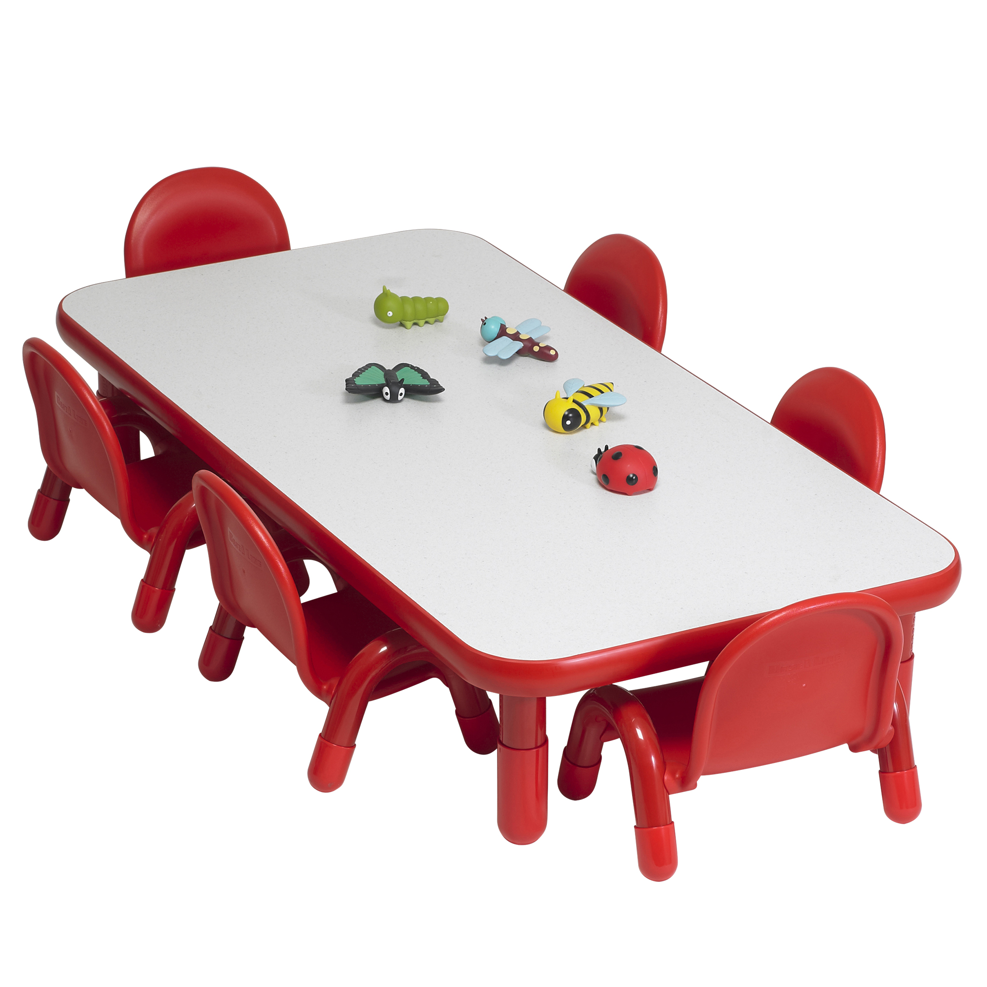BaseLine® Toddler 152,5 cm  x 76 cm  Rectangular Table & Chair Set - Solid Candy Apple Red
