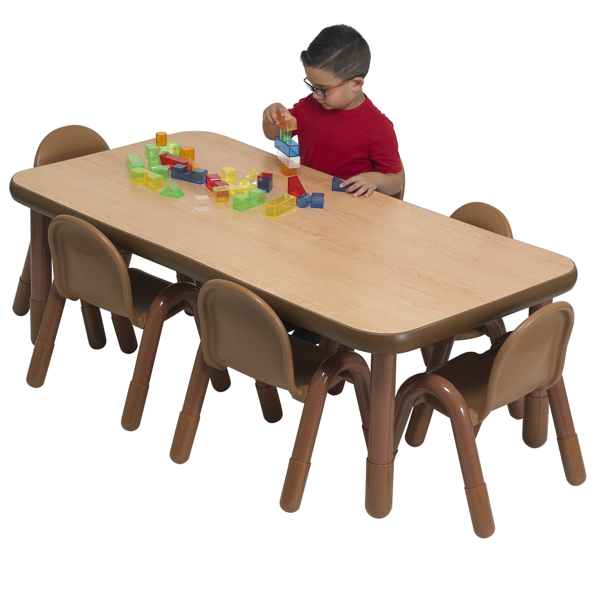 BaseLine® Preschool 152,5 cm  x 76 cm  Rectangular Table & Chair Set - Natural Wood