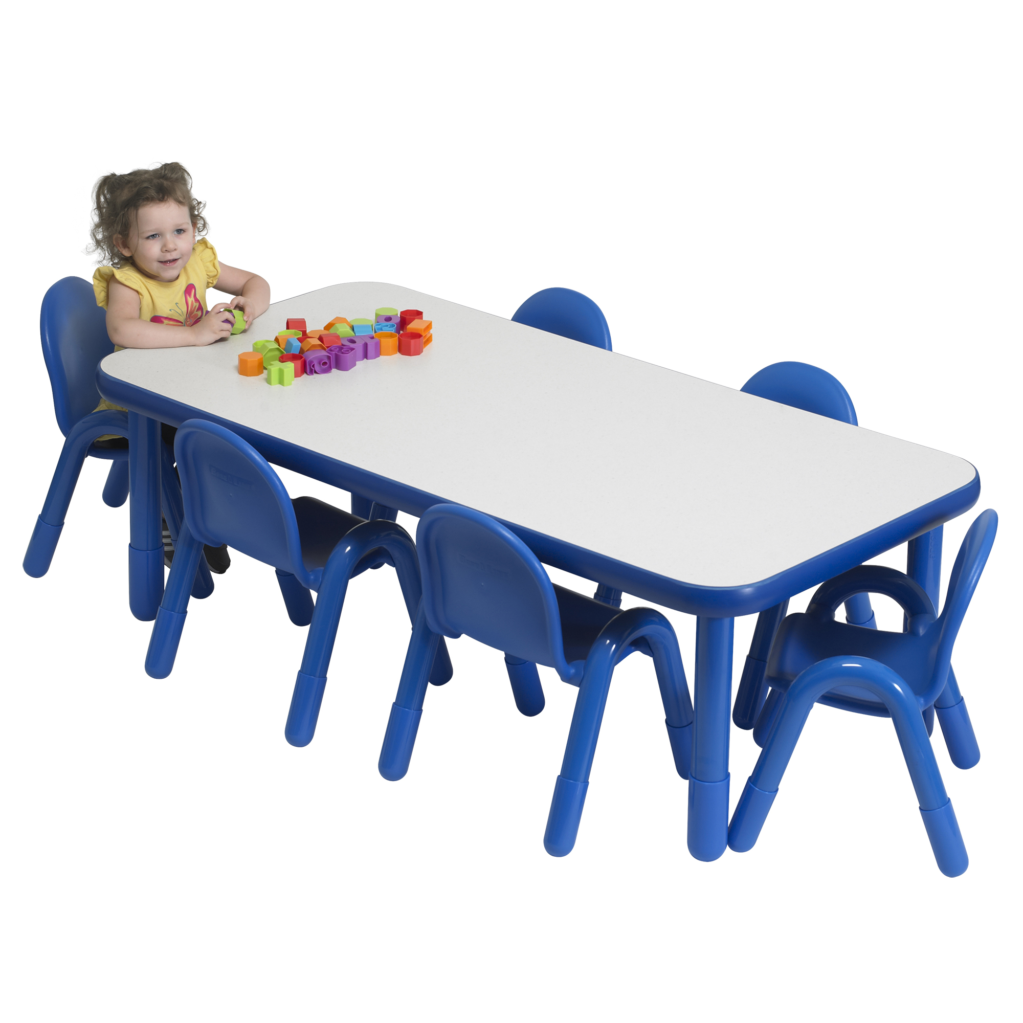 BaseLine® Preschool 152,5 cm  x 76 cm  Rectangular Table & Chair Set - Solid Royal Blue
