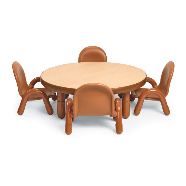 natural wood round value table with chairs