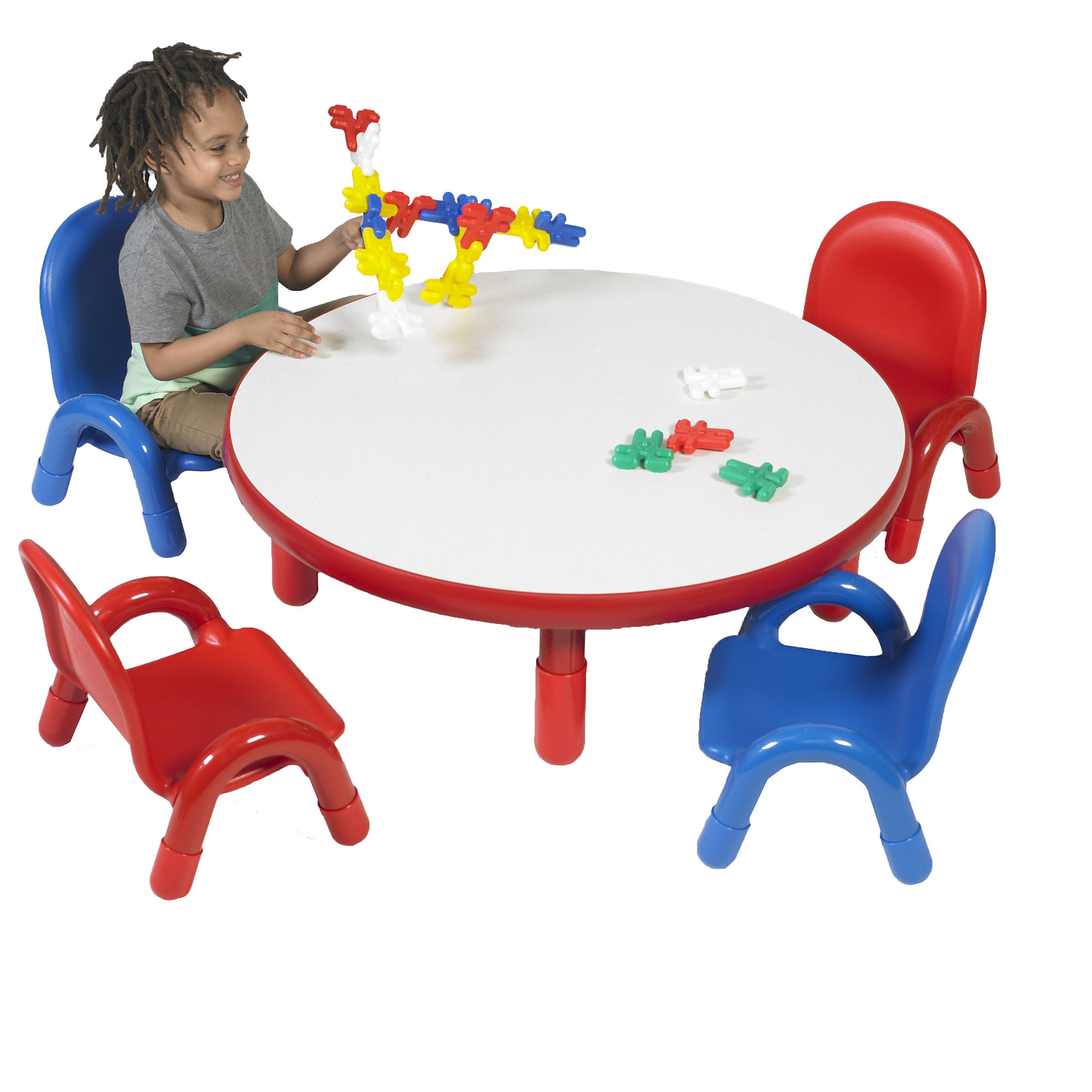 BaseLine® Toddler 91,5 cm  Diameter Round Table & Chair Set - Candy Apple Red