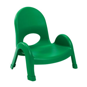 green plastic child chair