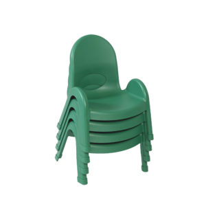green stackable plastic child chairs