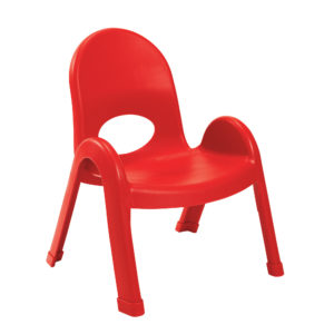 red plastic child chair
