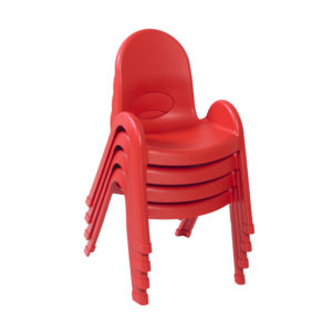 red stackable plastic child chairs