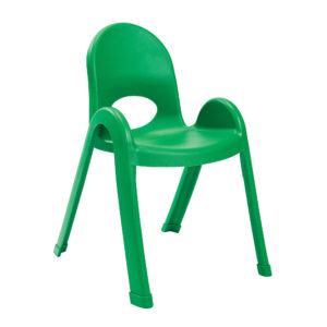 green plastic child chair