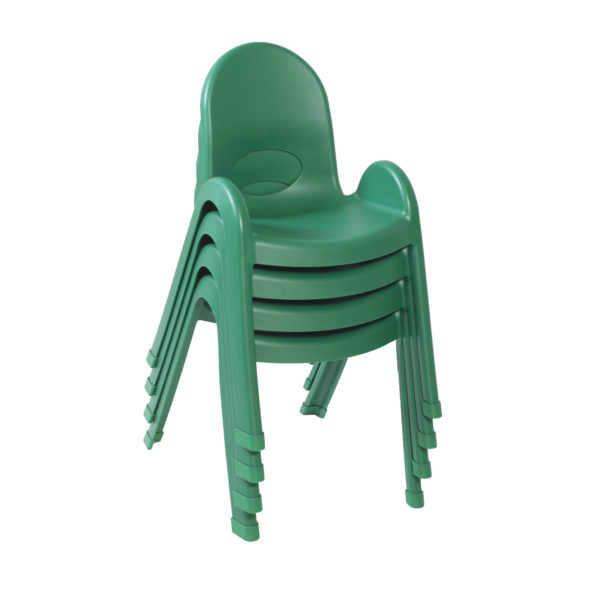 green stackable plastic child chair