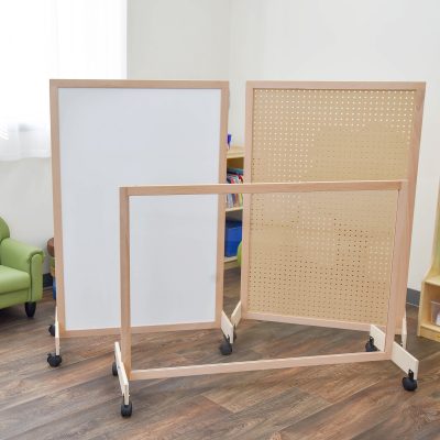 Classrooms become more engaging with room dividers with whiteboards, pegboards and clear panels