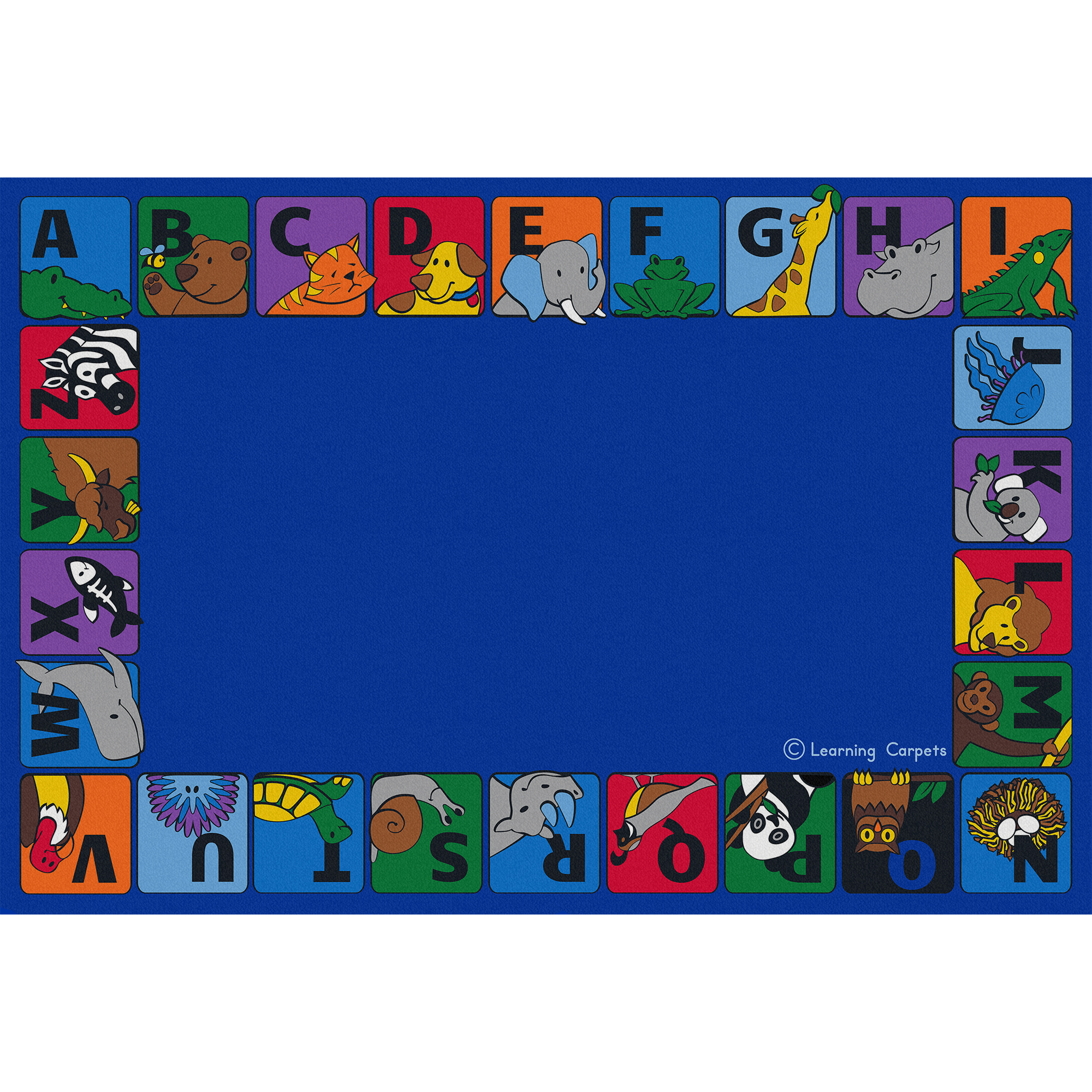 Alphabet Animals Border Rug ‐ Rectangle Large