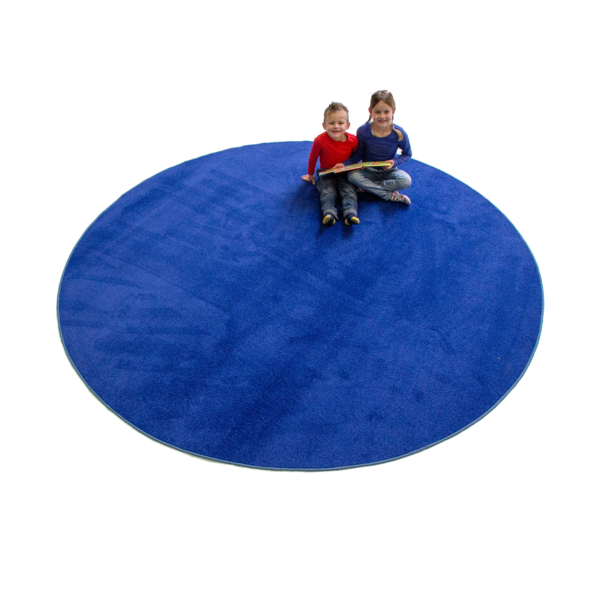 Blue Solid Rug - Round Large
