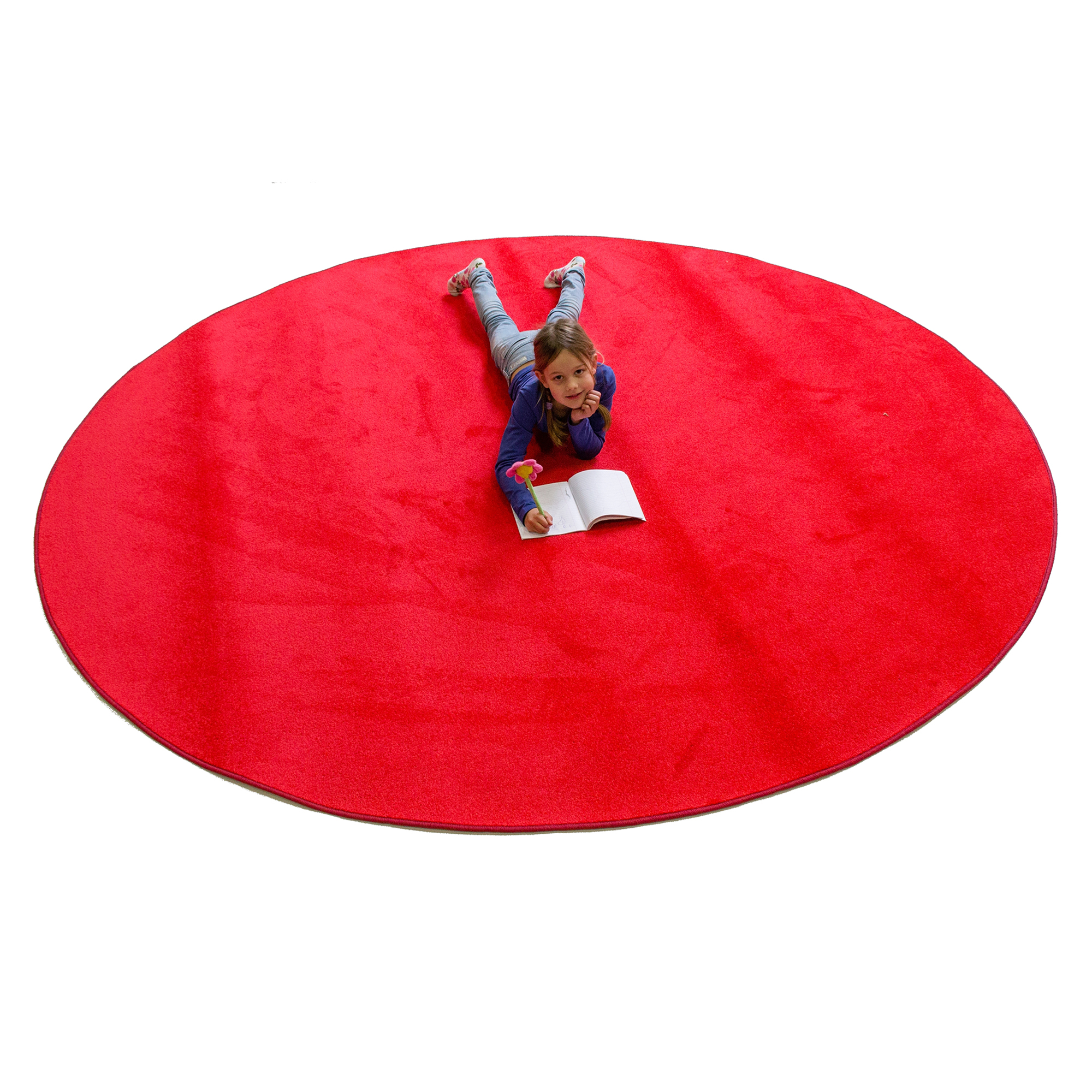 Red Solid Rug - Round Large